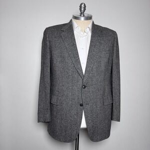 Hart Schaffner & Marx Blazer Mens 42R Grey Herringbone Raleigh Tweed Sport Coat